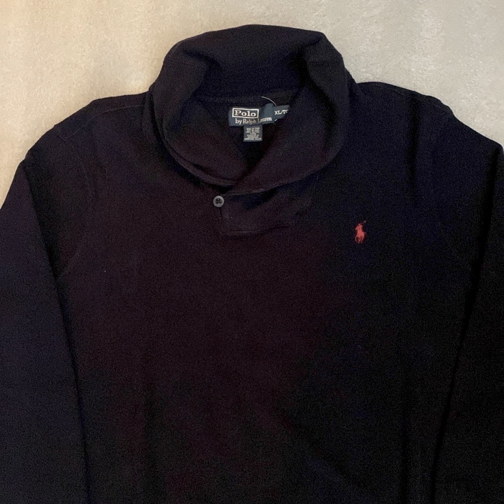 POLO Ralph Lauren XL navy shawl collar sweatshirt. 💯 % cotton. China